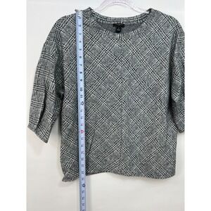 Ann Taylor Pullover Top‎ Stretch Knit 3/4 Sleeve Black Print Career Womens Sz LP